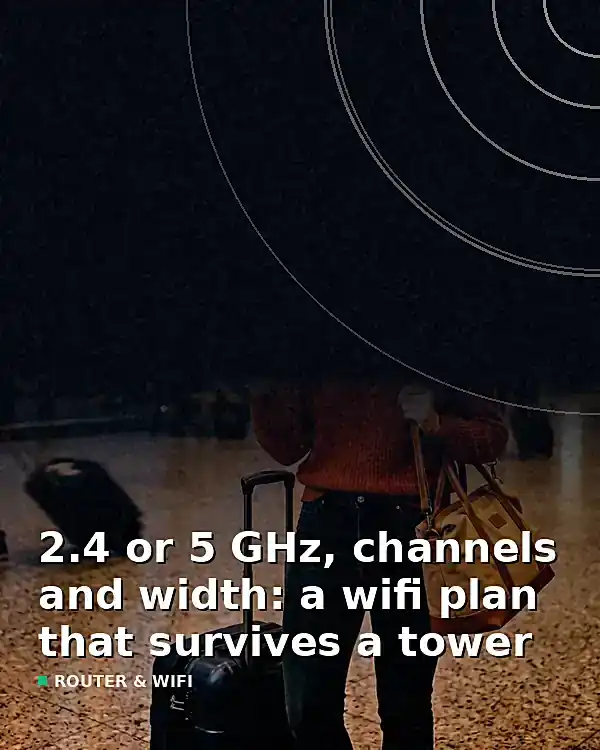 2.4 or 5 GHz, channels and width: a wifi plan that survives a tower - TelecomDesk guide artwork