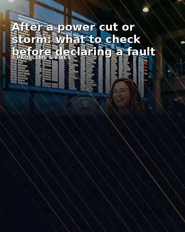 After a power cut or storm: what to check before declaring a fault - TelecomDesk guide artwork