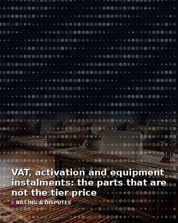 VAT, activation and equipment instalments: the parts that are not the tier pri - TelecomDesk guide artwork